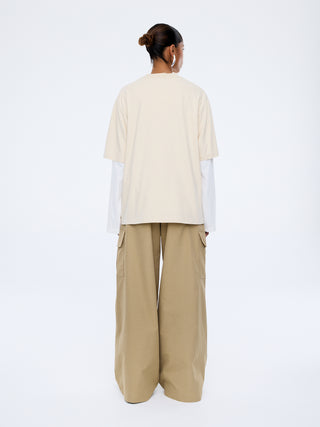 Pelly Collegiate LS Tee - Ecru/Vintage White