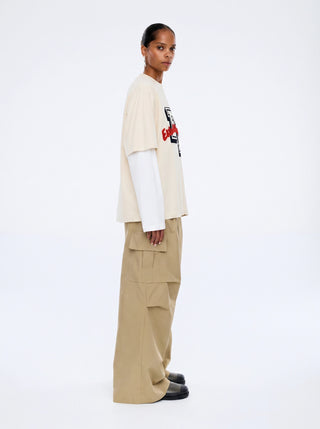 Pelly Collegiate LS Tee - Ecru/Vintage White