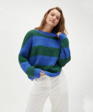 Striped Knit Jumper - Navy/Green