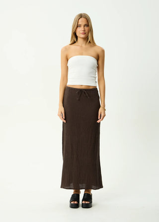 Seersucker Maxi Skirt - Coffee