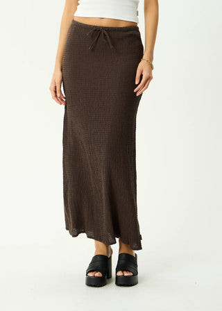 Seersucker Maxi Skirt - Coffee