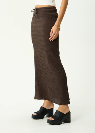 Seersucker Maxi Skirt - Coffee