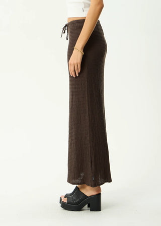 Seersucker Maxi Skirt - Coffee