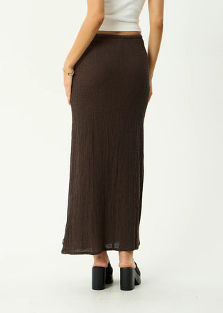 Seersucker Maxi Skirt - Coffee