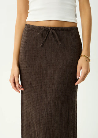 Seersucker Maxi Skirt - Coffee