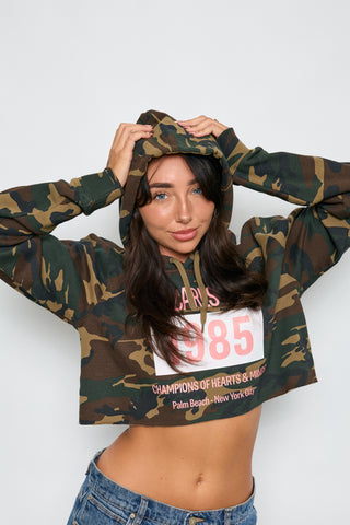 1985 Camo Cropped Hoodie