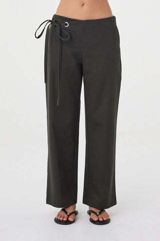 Lucia Tie Pant - Charcoal