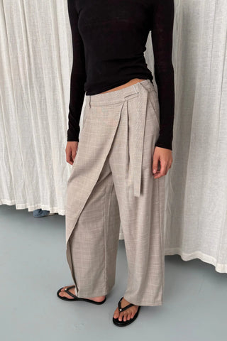 Calla Pant - Taupe Plaid