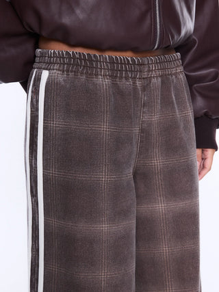Myla Wide Leg Pant - Burgundy Check