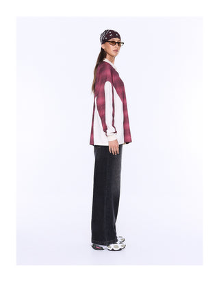 Josie Long Sleeve Polo - Burgundy Check