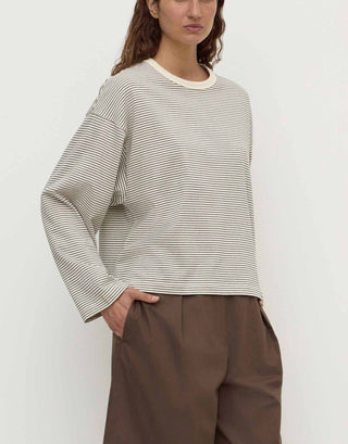 Malone Stripe Wide Long Sleeve Tee - Cream/Black