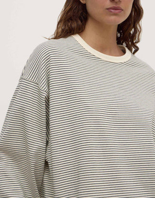 Malone Stripe Wide Long Sleeve Tee - Cream/Black
