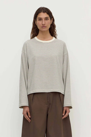 Malone Stripe Wide Long Sleeve Tee - Cream/Black