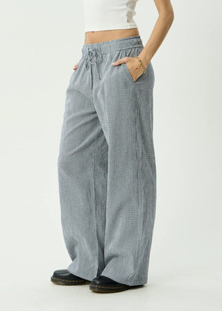 Harriet Wide Leg Pant - Indy Navy Check