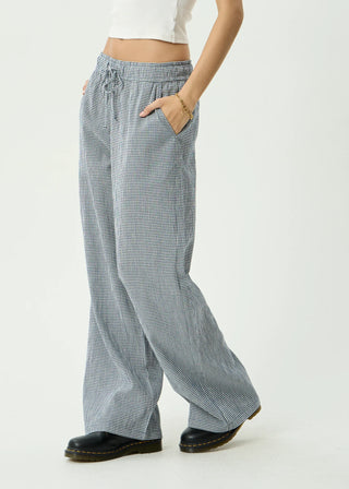 Harriet Wide Leg Pant - Indy Navy Check