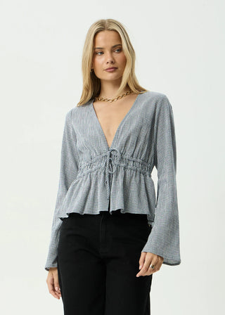 Annika Long Sleeve Top - Indy Navy Check