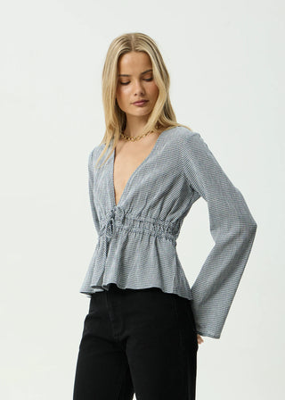Annika Long Sleeve Top - Indy Navy Check