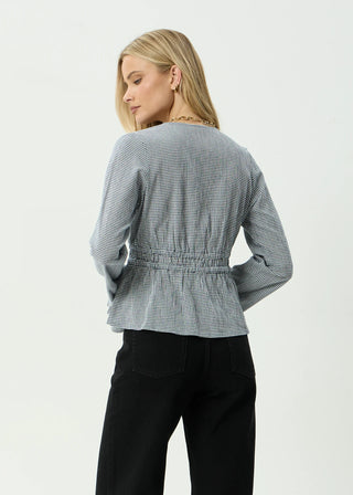 Annika Long Sleeve Top - Indy Navy Check