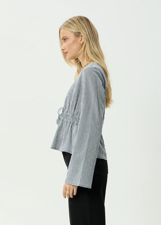 Annika Long Sleeve Top - Indy Navy Check