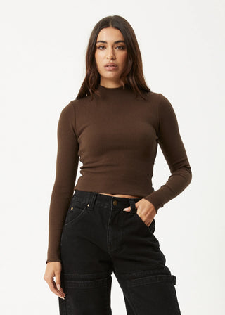 Iconic Long Sleeve Rib Top - Coffee
