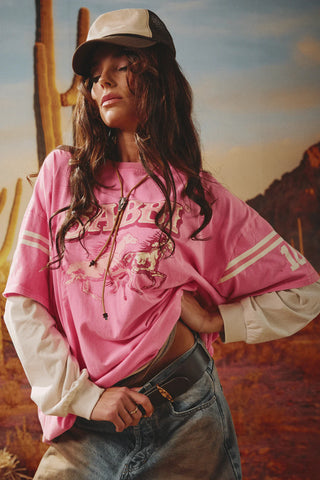 Neigh Sayer Long Sleeve Tee - Pink