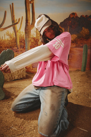 Neigh Sayer Long Sleeve Tee - Pink