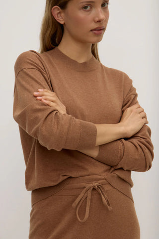 Cotton Cashmere Lounge Sweater - Fawn