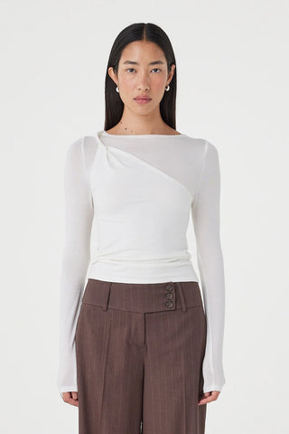 Mabel Long Sleeve Twist Top - Cream