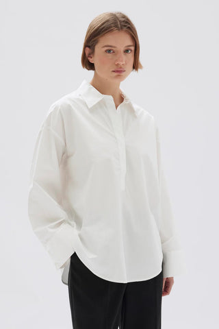 Veronica Poplin Long Sleeve Shirt - White