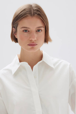 Veronica Poplin Long Sleeve Shirt - White