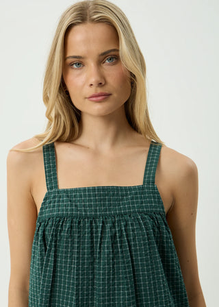 Inka Seersucker Mini Dress - Reverb Pine Check