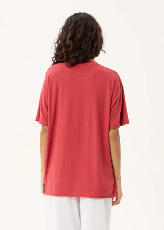 Slay Oversized Hemp Tee - Vintage Cherry