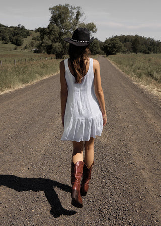 Focus June Seersucker Mini Dress - White
