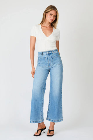 Sailor Wide Leg Cinch Jeans - Lennon Blue