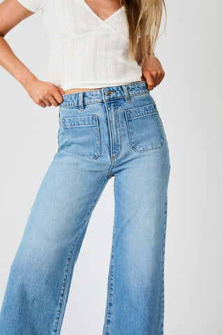Sailor Wide Leg Cinch Jeans - Lennon Blue