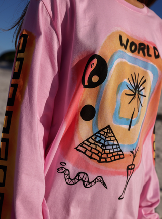 Cosmic World Long Sleeve Tee - Pink