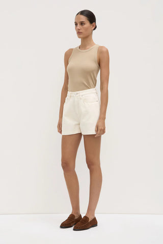 Boxy Denim Short - Ecru