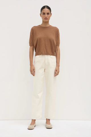 Vanya Cotton Cashmere Knit Tee - Bronze