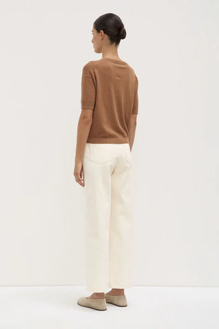 Vanya Cotton Cashmere Knit Tee - Bronze