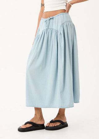 Palmer Chambray Midi Skirt - Light Blue