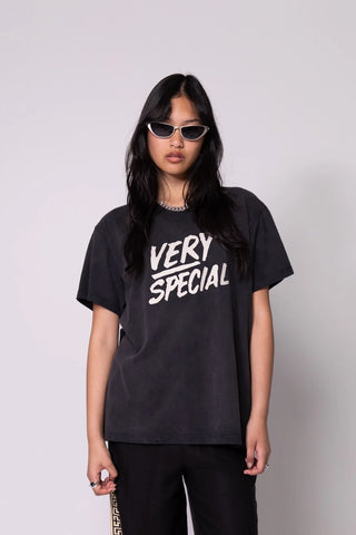 Stacked Logo Tee - Washed Black