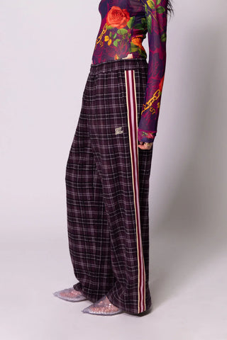 Baggy Vacay Pants - Plum Check