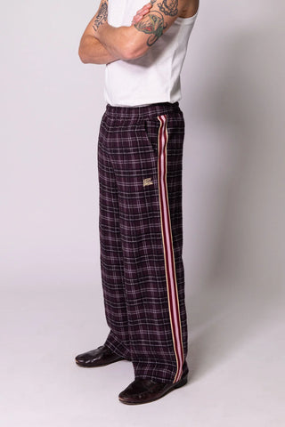 Baggy Vacay Pants - Plum Check