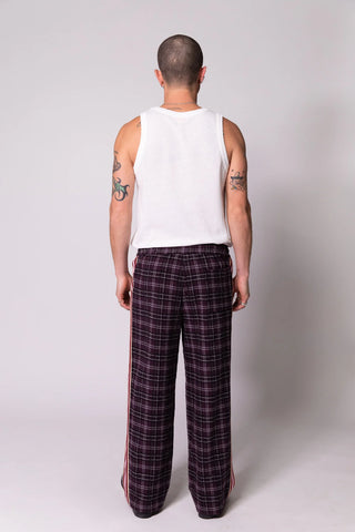 Baggy Vacay Pants - Plum Check