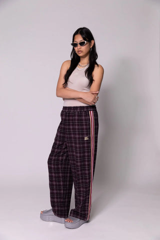 Baggy Vacay Pants - Plum Check