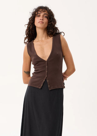 Raine Rib Singlet - Chocolate