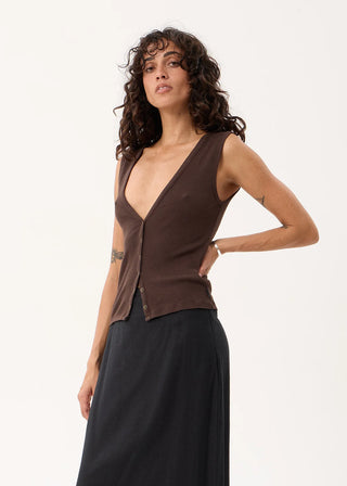 Raine Rib Singlet - Chocolate