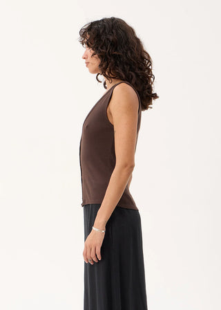 Raine Rib Singlet - Chocolate