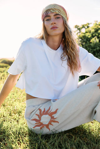 Soleil Flare Knit Pant - White Marle
