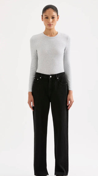 Organic Rib Long Sleeve Tee - Grey Marle